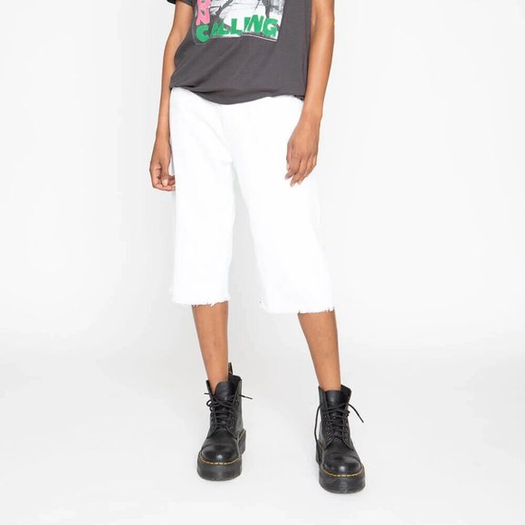 NWT Free People x Sandrine Rose Dust White Denim Bermuda Shorts